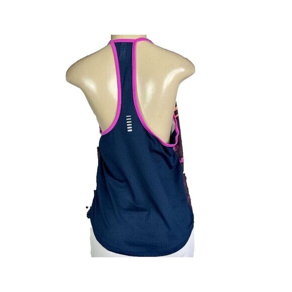 Under Armour L Pink-Navy Geometric Mesh Racerback Heatgear Halter Neckline Tank - Picture 4 of 6